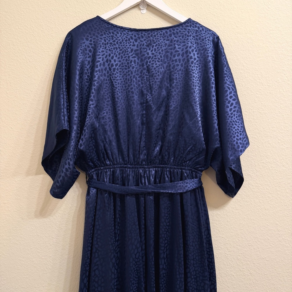 Baltic Born Savannah Print Kimono Maxi Dress N avy Blue Size Large True Wrap - Picture 5 of 9